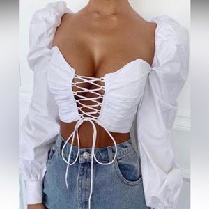 Boho lace up crop top